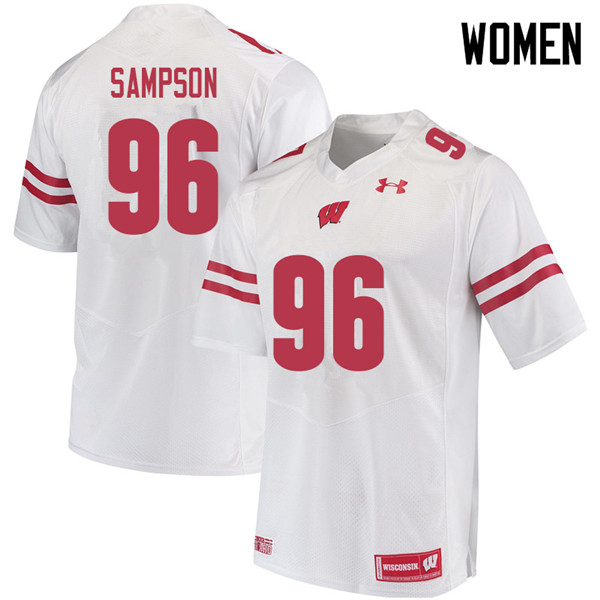 Women #96 Cormac Sampson Wisconsin Badgers College Football Jerseys Sale-White